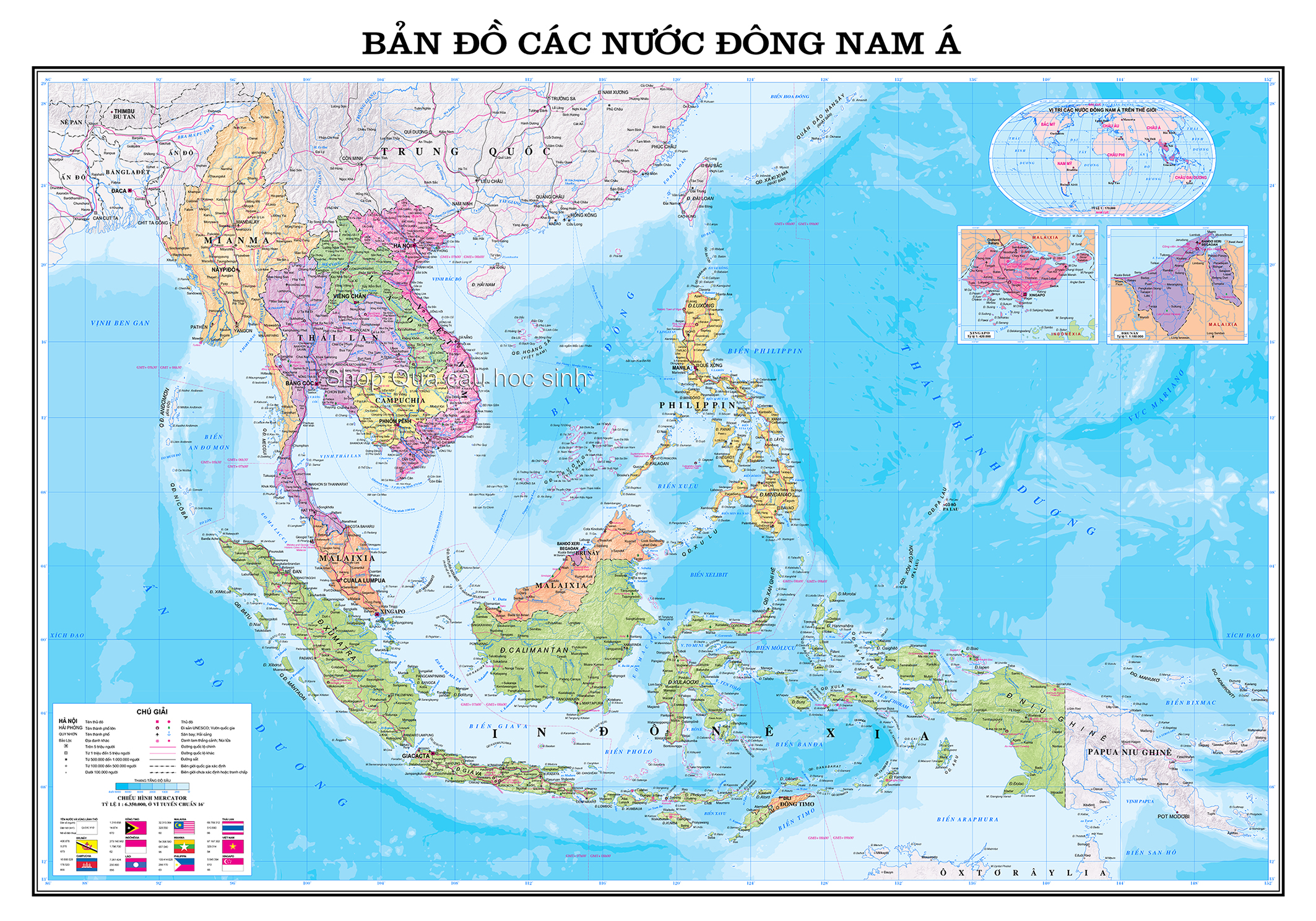 Các nước Asean khổ A0 (84x120cm) - Các nước đông nam á A0