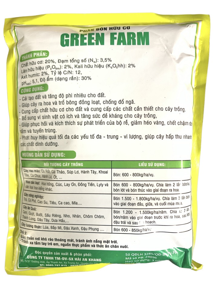 Phân Bón Hoa Hồng Hữu Cơ GREEN FARM - Gói 1kg