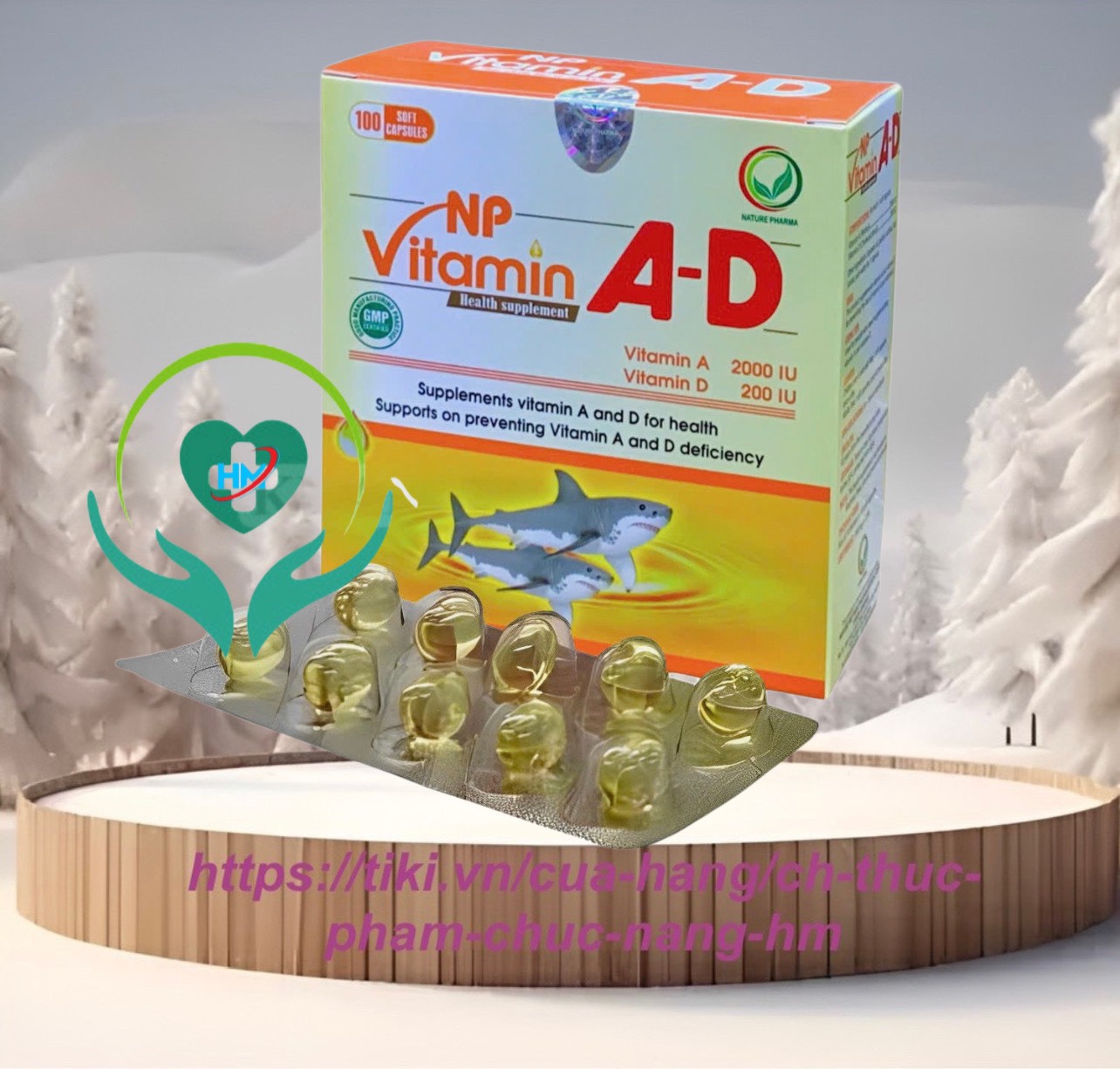 Viên uống VITAMIN AD -Hộp 100 viên - Sáng mắt đẹp da ,Giúp trẻ chắc xương, phát triển hệ xương khẻo mạnh, cao lớn., Vinaphar
