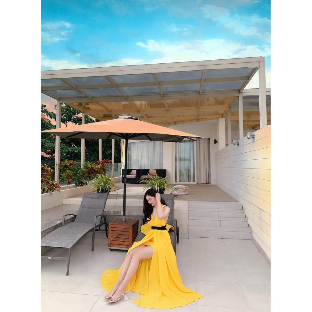 Đầm maxi chéo lưng xẻ tà phôi nhiêu kiểu
