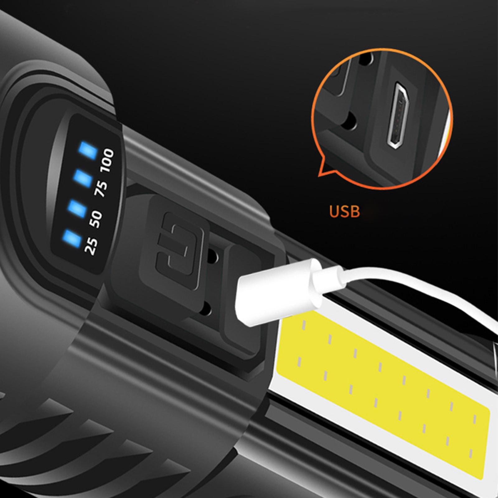 LED Torch USB Rechargeable, Flashlight Super Bright Powerful High 6000 Lumens, Waterproof Zoom Torch Light for Camping Hiking Outdoor