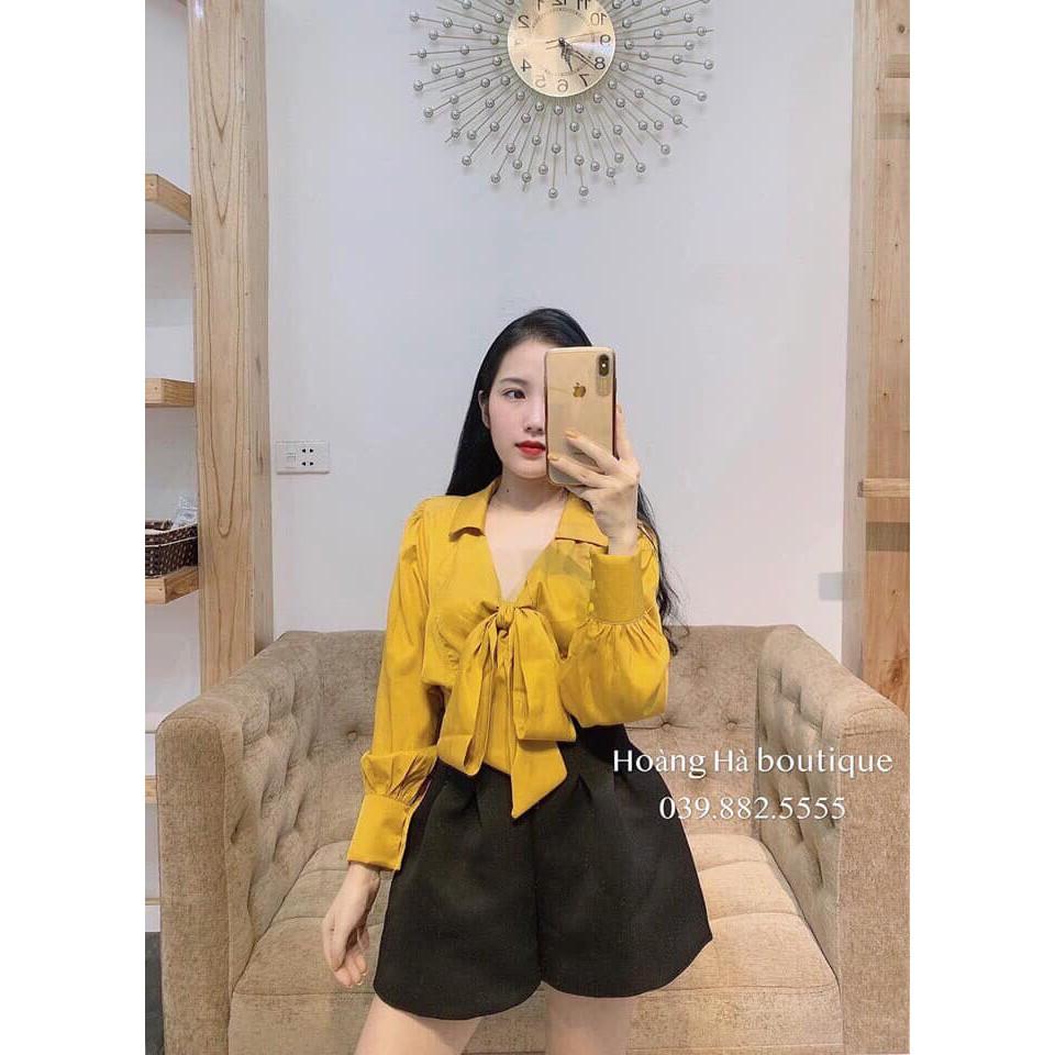 Áo sơ mi nơ cổ chun lưng