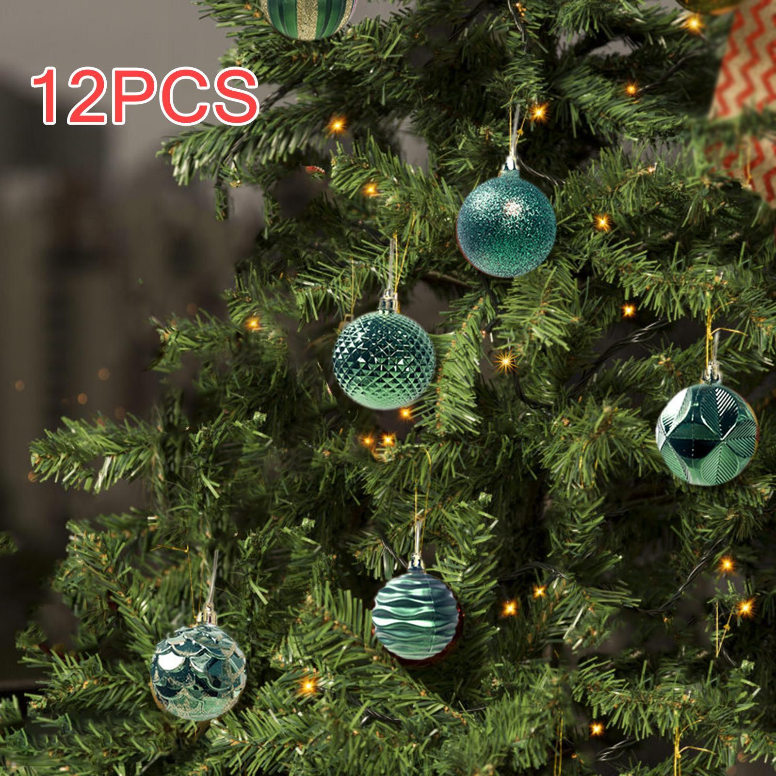 12Pcs Christmas Balls Xmas Tree Hanging Pendants DIY for Home Decorations