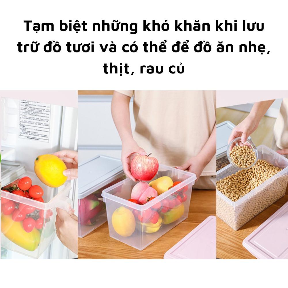 Hộp đựng thực phẩm thức ăn tủ lạnh tủ bếp cỡ lớn có tay cầm đa năng hộp trong suốt có nắp đậy tiện ích thông minh