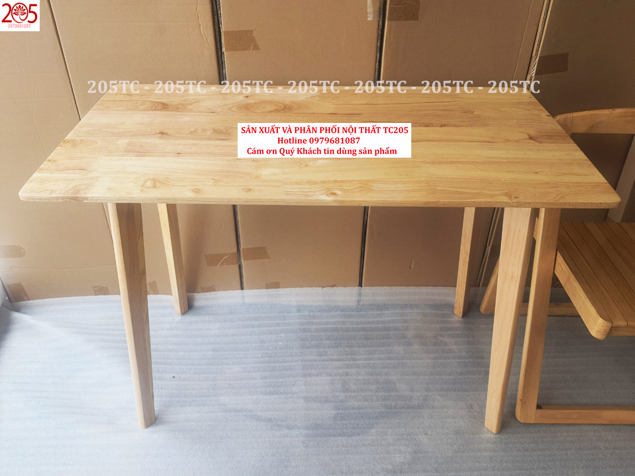 Bàn Làm Việc 50x100 chân dẹp GỖ CAO SU 100% - Nội Thất 205TC - Ovenware 50x100 working table rubber wood 100% working platform-furniture 205TC