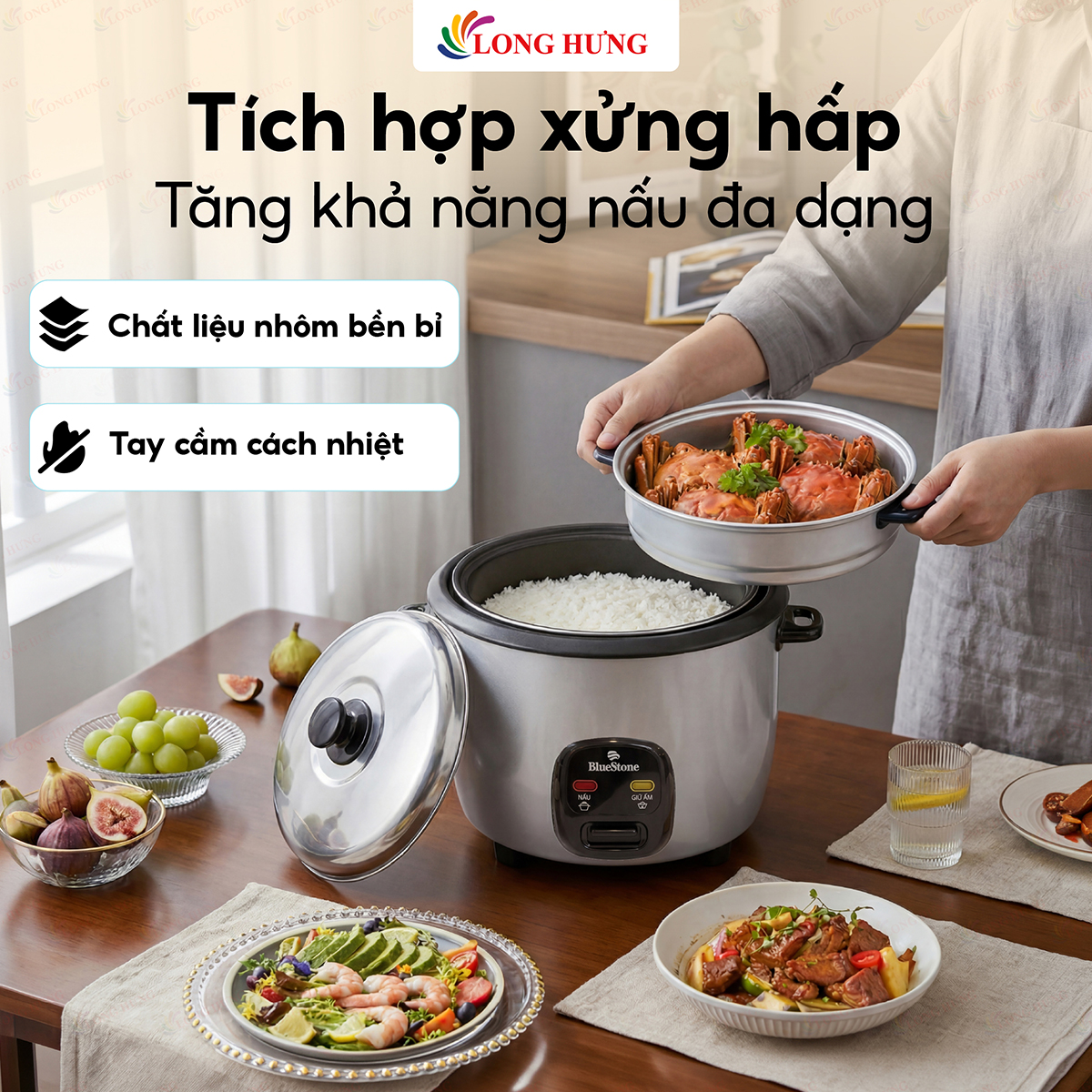 Nồi cơm điện nắp rời Bluestone 1.8 lít CRB-5419 - Hàng chính hãng