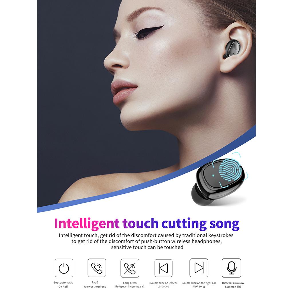 Bluetooth 5.0 Wireless Earbuds w/ Charging Case IP54 Waterproof TWS Stereo Headphones in Ear w/ Mic Headset Premium Sound w/ Deep Bass for Sport