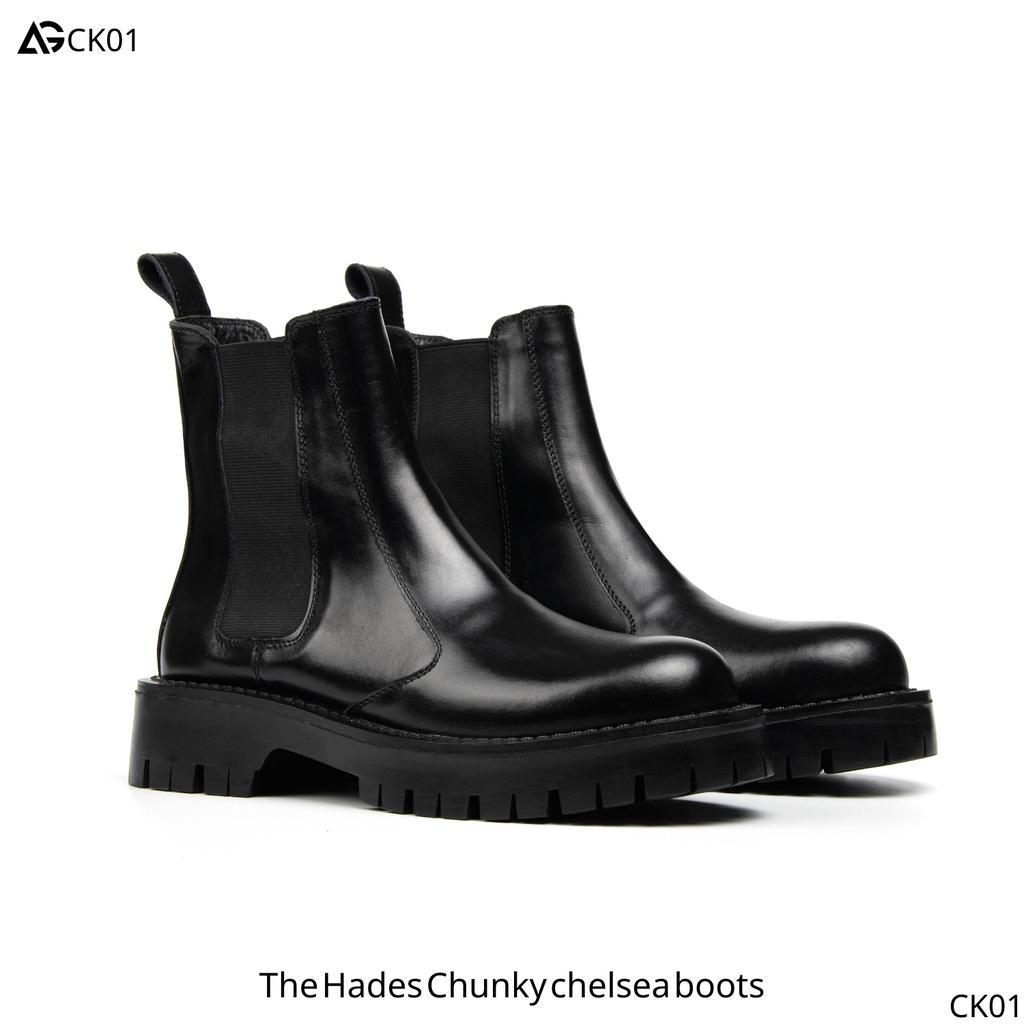 Giày Chelsea boot đế cao 4,5cm The Hades Chunky Chelsea boots August CK01  bảo hành 12 tháng