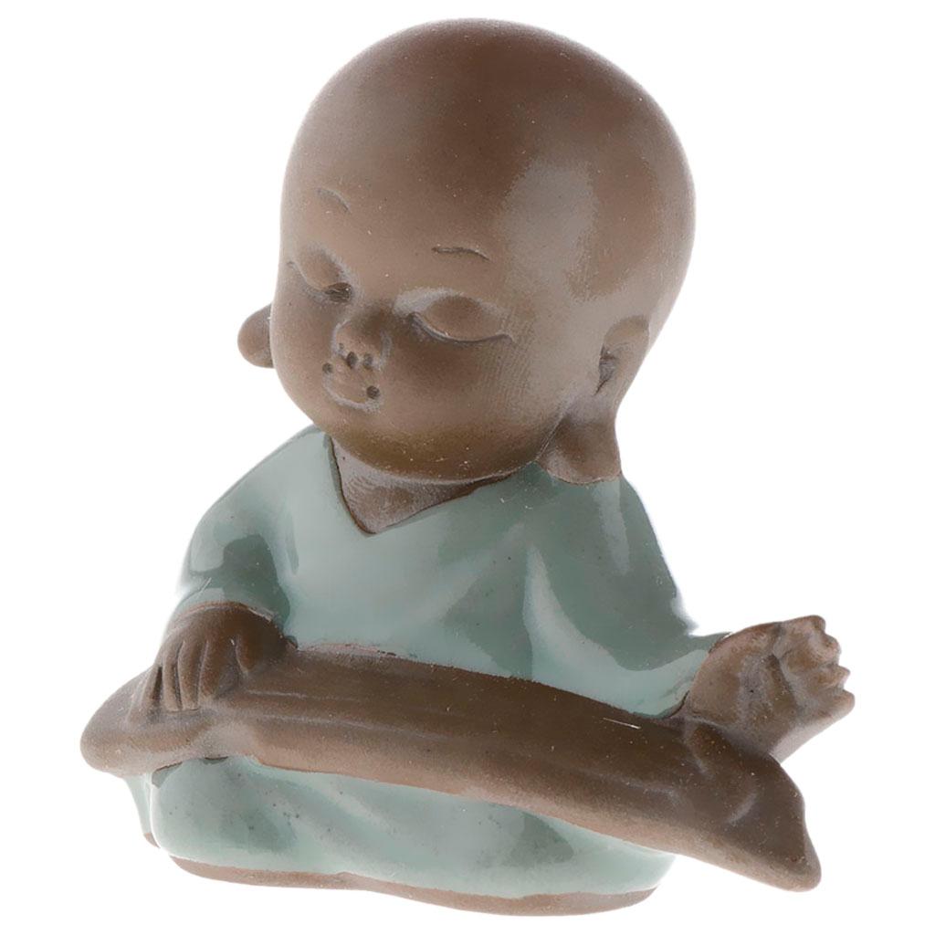 Baby Buddha Asian  Decor Statue Ceramic Kids Monk Figure Ornament A