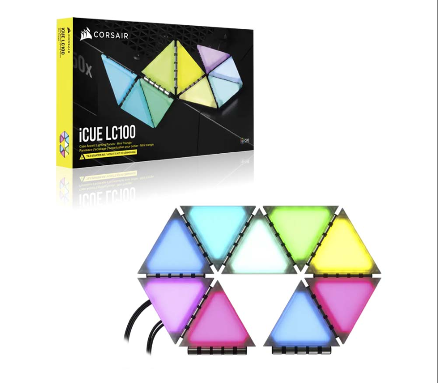 Bộ đèn chiếu sáng Corsair iCUE LC100 Smart Case Lighting Triangles - Hàng Chính Hãng