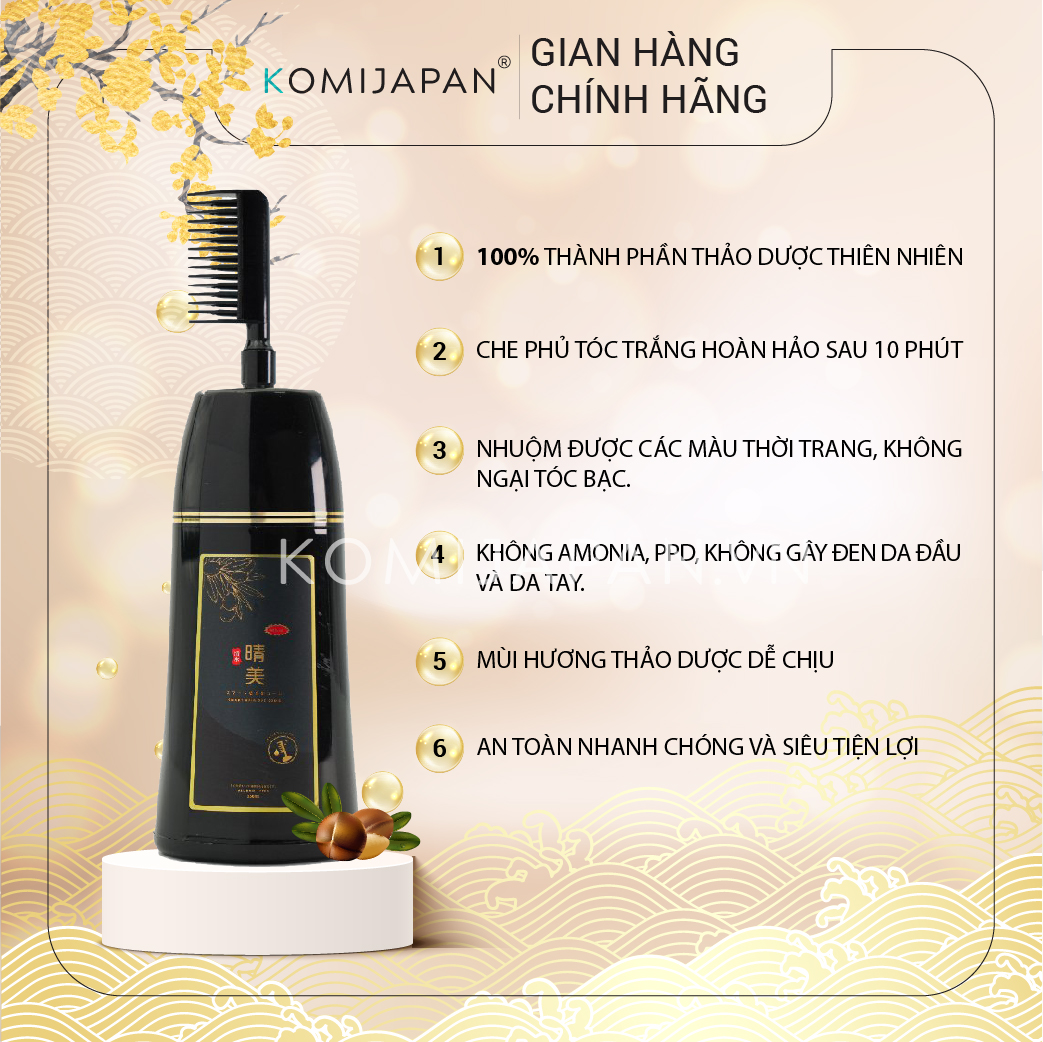 Lược nhuộm phủ bạc thảo dược thiên nhiên Komi Nhật Bản Chai 350ml