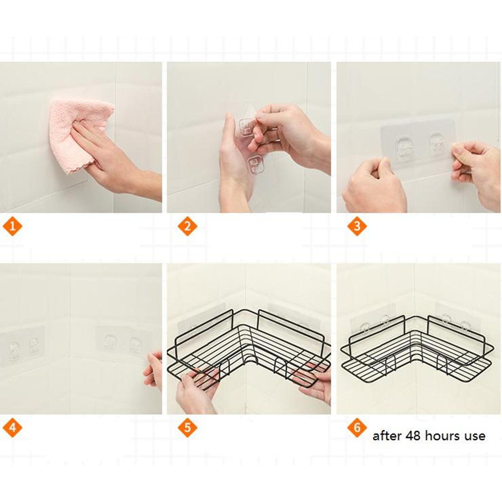 Corner Shower Caddy, Wall Mounted Bathroom Shelf with Adhesive, Storage Organizer for Toilet, Dorm and Kitchen