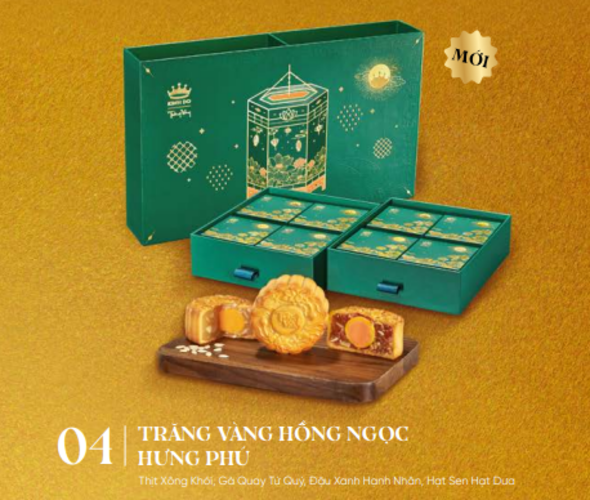 [DÒNG CAO CẤP - HỘP 8 BÁNH X80G] Bánh Trung Thu Kinh Đô Trăng Vàng Hồng Ngọc Hưng Phú - Mã bánhHNHP