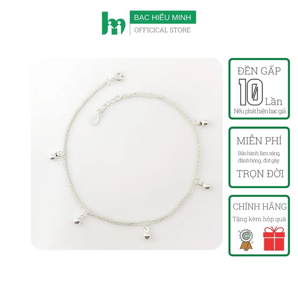 Lắc Chân Nữ Dây Kép Bảo Hành Vĩnh Viễn Bạc Hiểu Minh LC237