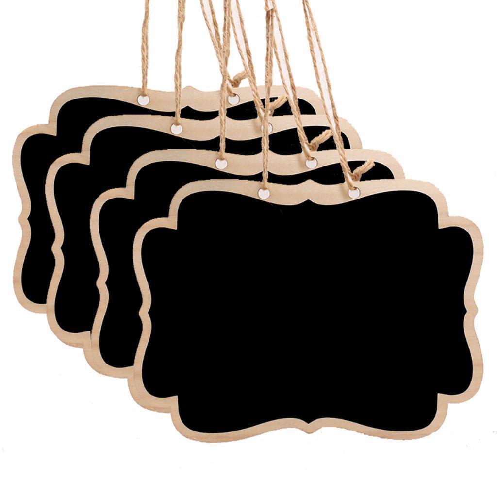 4 x Mini Wooden Hanging Blackboard Chalk Boards Garden Sticker#1