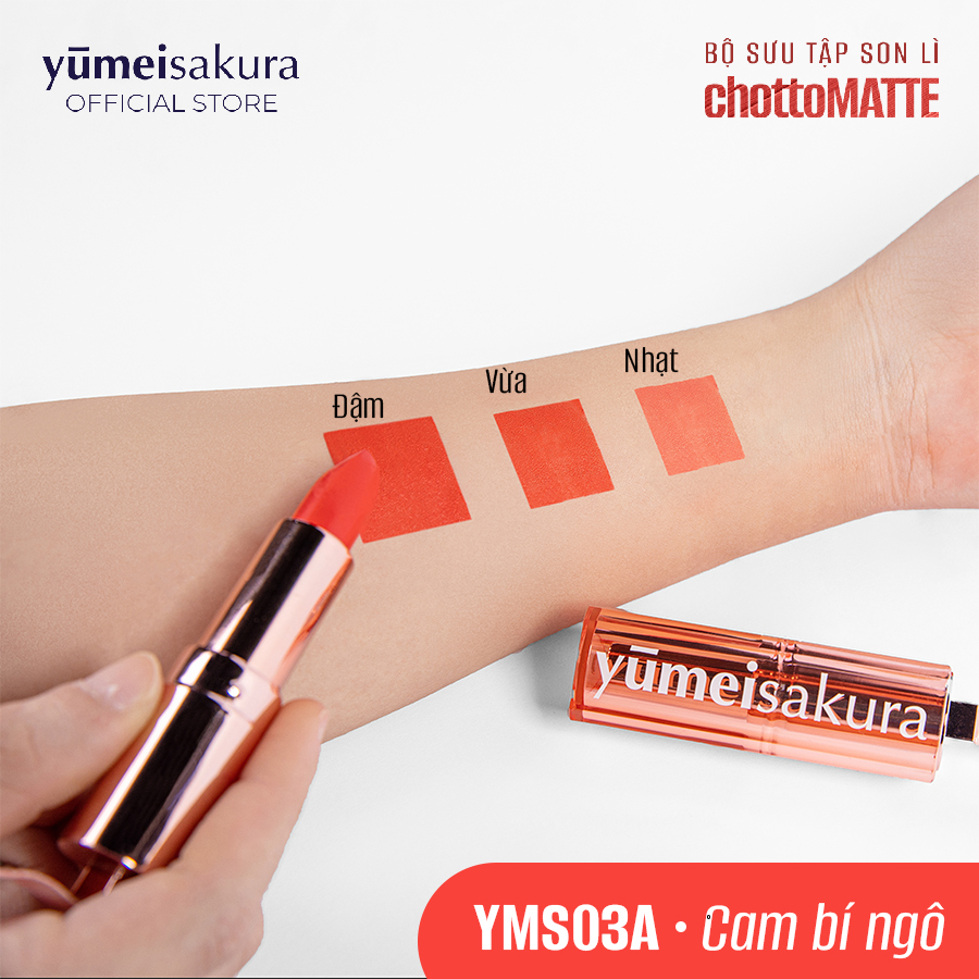 Son Thỏi Lì Mịn Chotto Matte Yumeisakura Cam Bí Ngô Pumpkin Orange Lipstick YMS03A 3.5g