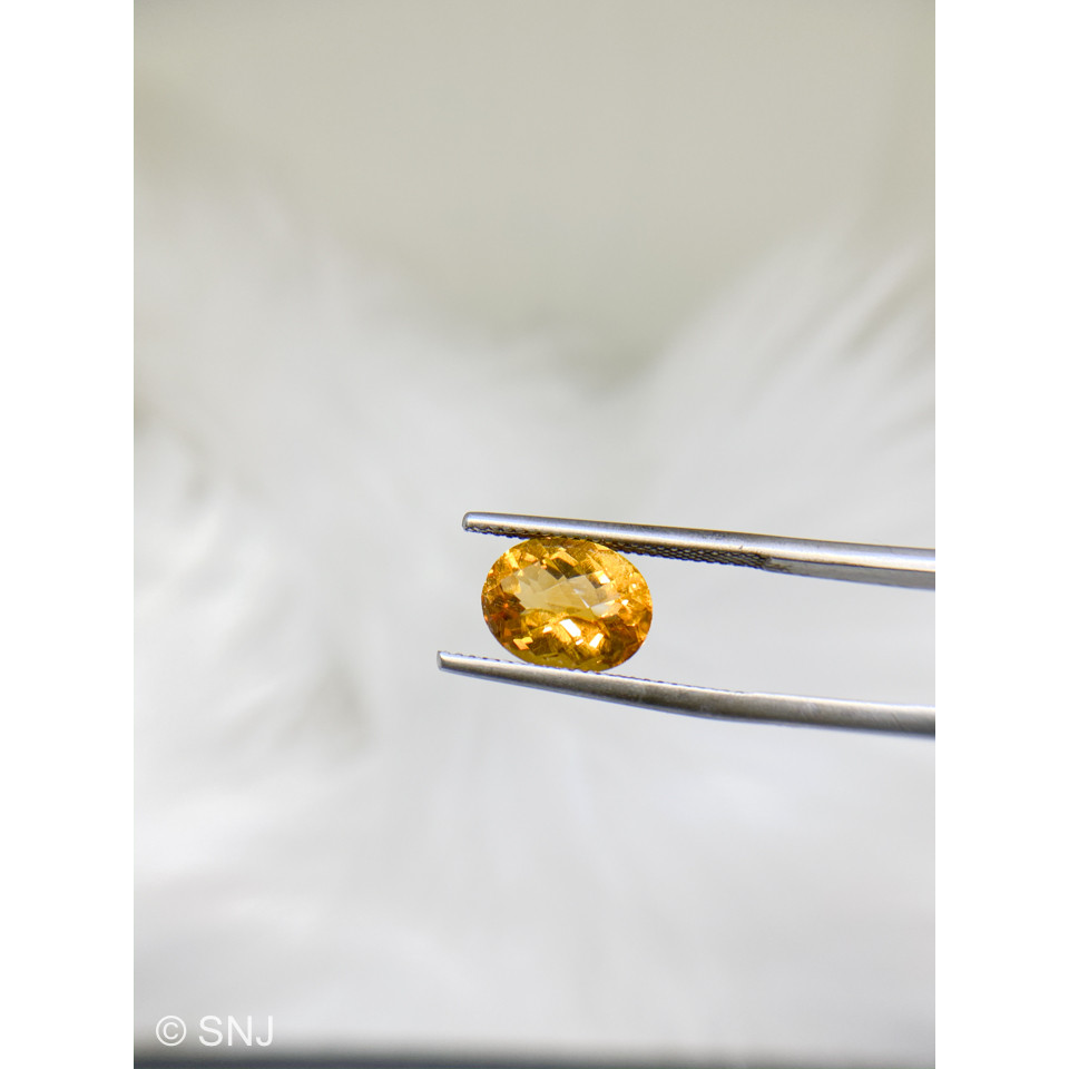 Cặp viên đá citrine thạch anh vàng 7 carat hình oval làm nhẫn mặt dây rất đẹp