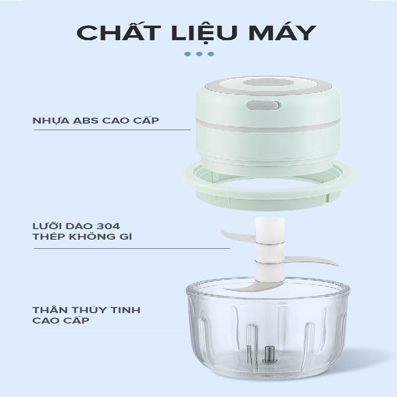 Máy xay tỏi ớt mini đa năng TSUKI - Xay gia vị, đồ ăn dặm cho bé-Hàng chính hãng