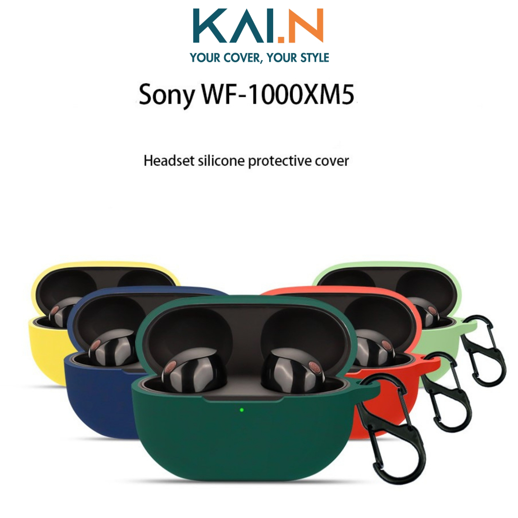 Case Silicon Full Color Dành Cho Tai Nghe Sony WF-1000xm5, Kèm Theo Móc Khoá, Mịn, Chống Bám Bẩn - HÀNG NHẬP KHẨU