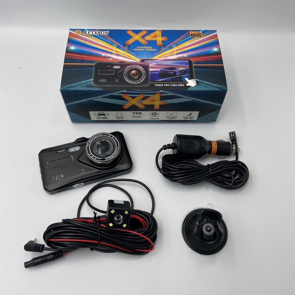 Camera hành trình ô tô X4 ghi kình kép trước sau Full HD- TÍCH HỢP MÀN CẢM ỨNG - BẢO HÀNH 1 ĐỔI 1 TRONG VÒNG 12 THÁNG