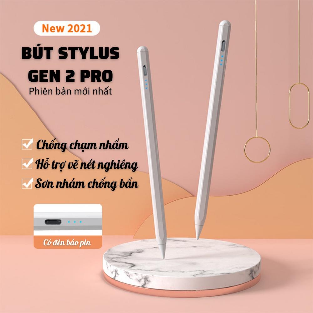 Bút cảm ứng Stylus Pen Gen 2 Pro - Chức năng chống chạm màn hình, vẽ nét nghiêng, thân bút từ tính tương thích với máy tính bảng của Apple