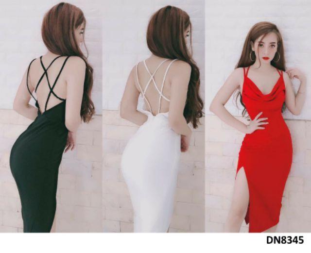 Đầm cổ rũ hở lưng đan dây sexy