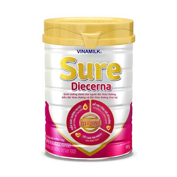 Sữa Vinamilk Sure Diecerna 900gr - Dinh dưỡng dành cho người đái tháo đường, tiền đái tháo đường và đái tháo đường thai kỳ