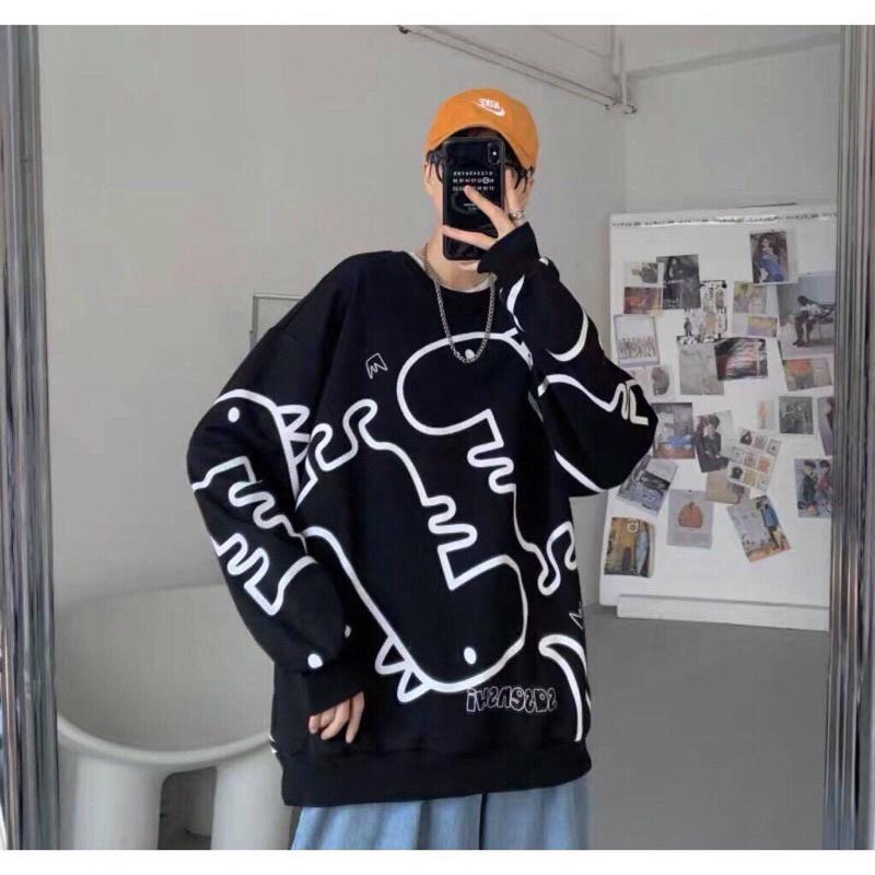 Áo Sweater Chất Nỉ Ngoại Bông Dày Dặn_Áo Form Rộng Dài Tay Phồng_Chất Vải Mịn Không Xù Lông_Form Unisex Nam Nữ Ok