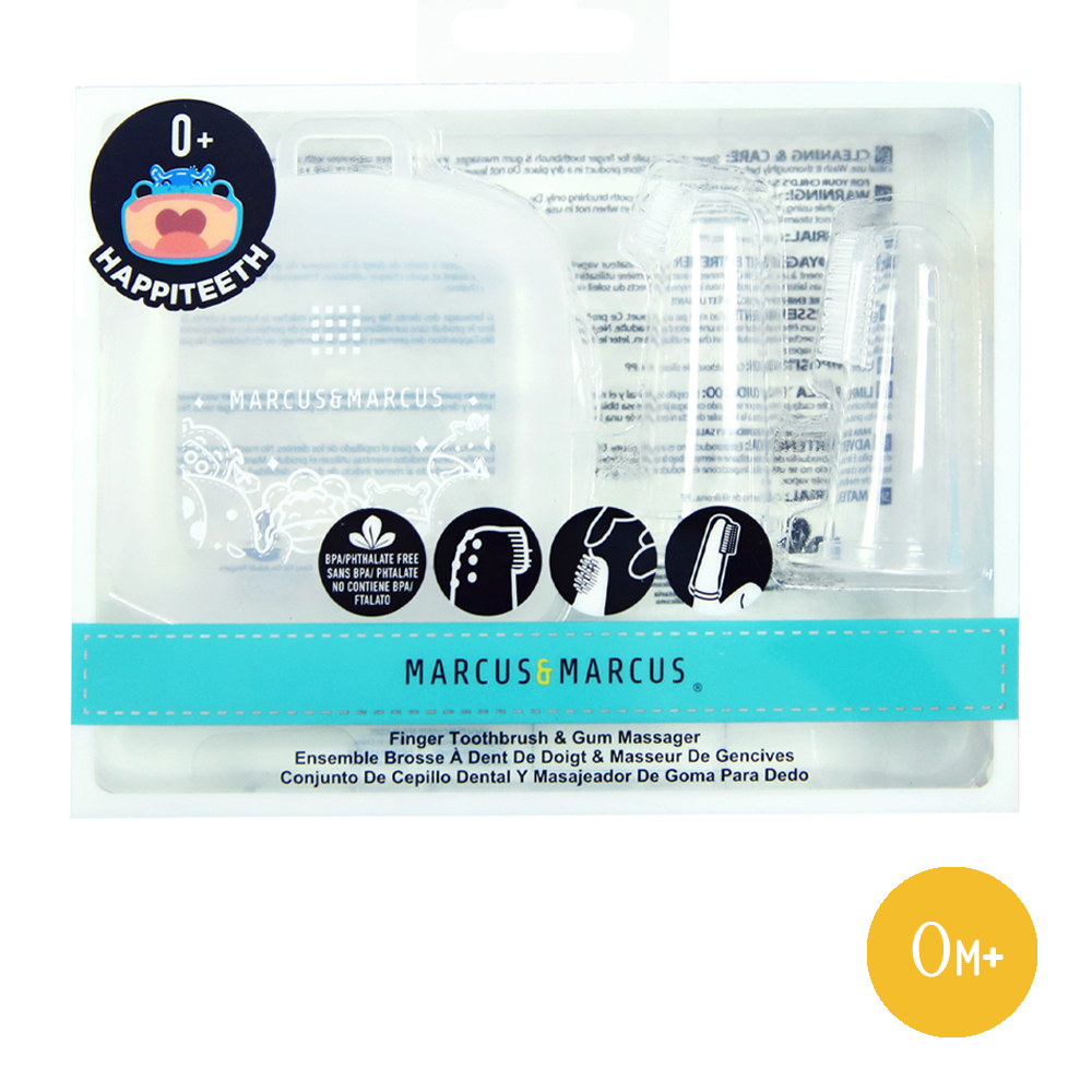 Bộ bàn chải và rơ lưỡi xỏ ngón silicon cho bé Marcus & Marcus, từ sơ sinh