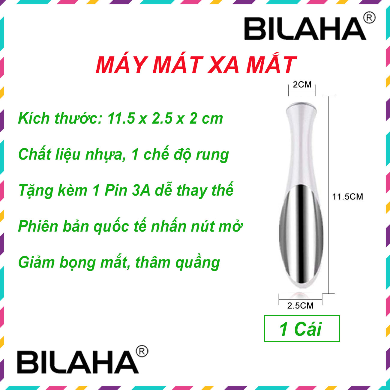 [Hàng sẵn có] Máy Massage Mắt Mini Có Chế Độ 1 Rung Sử Dụng Tiện Lợi Chống Bọng Mắt (Hàng Chính Hãng)