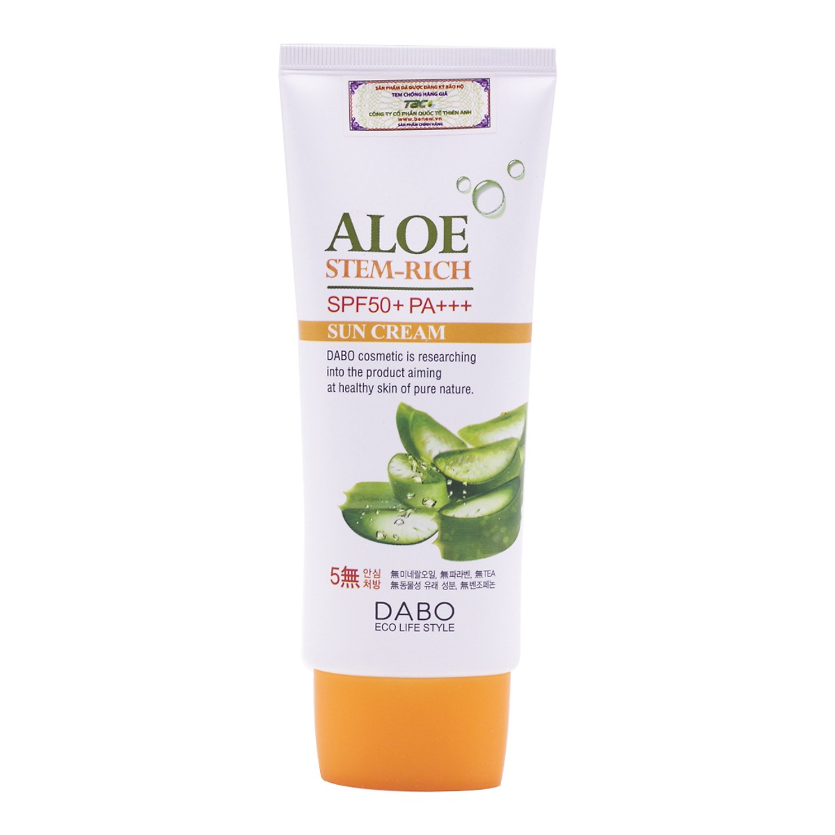 Kem chống nắng lót nền trang điểm dưỡng da lô hội Dabo Aloe Stem Rich Sun Cream (70ml) – Hàng Chính Hãng