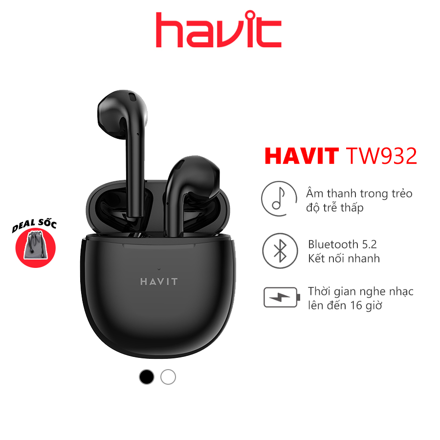 Tai Nghe True Wireless Earbuds HAVIT TW932 Bluetooth 5.2 - Hàng chính hãng