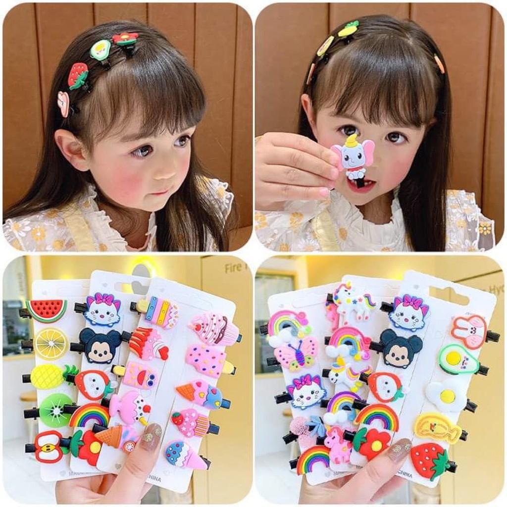 Set 10 kẹp tóc hoạt hình đáng yêu cho bé cực chất