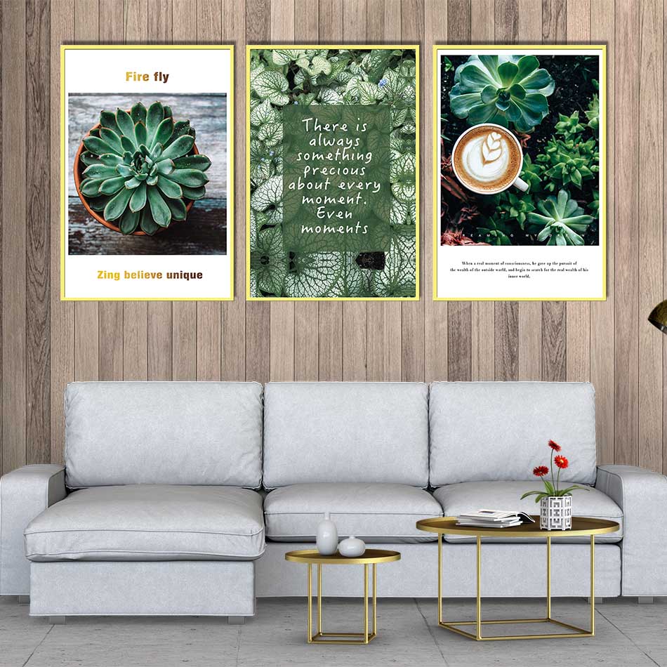 Bộ 3 tranh canvas treo tường Decor Hoa lá phong cách scandinavian - DC076