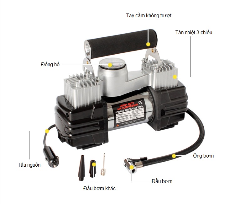 Bơm công suất lớn 280W 2 xi lanh