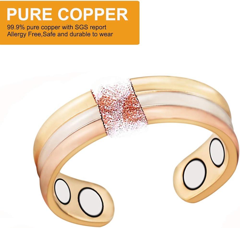 Vòng nam châm trang sức từ tính cho phụ nữ có 2 nam châm mạnh, ba màu, có thể điều chỉnh