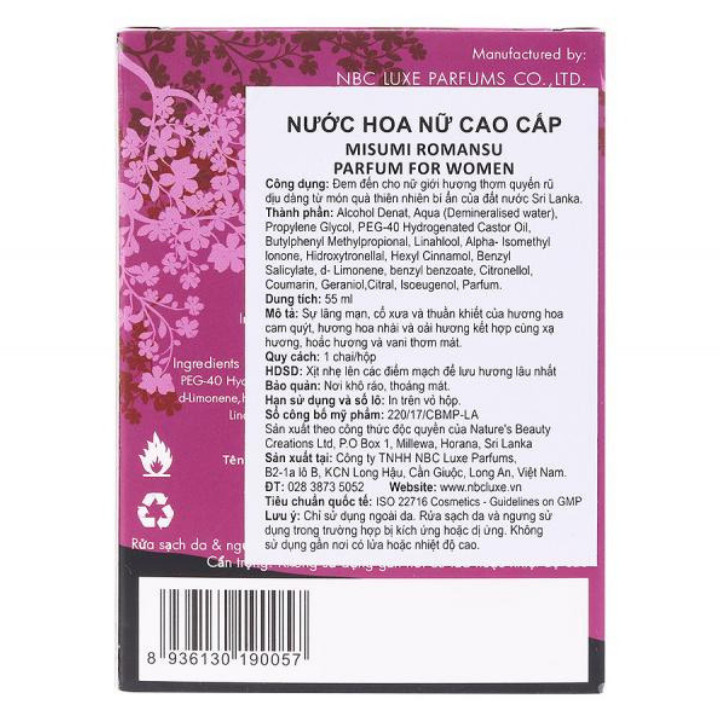 Nước hoa nữ Misumi Romansu 55ml (Purple Tulips)