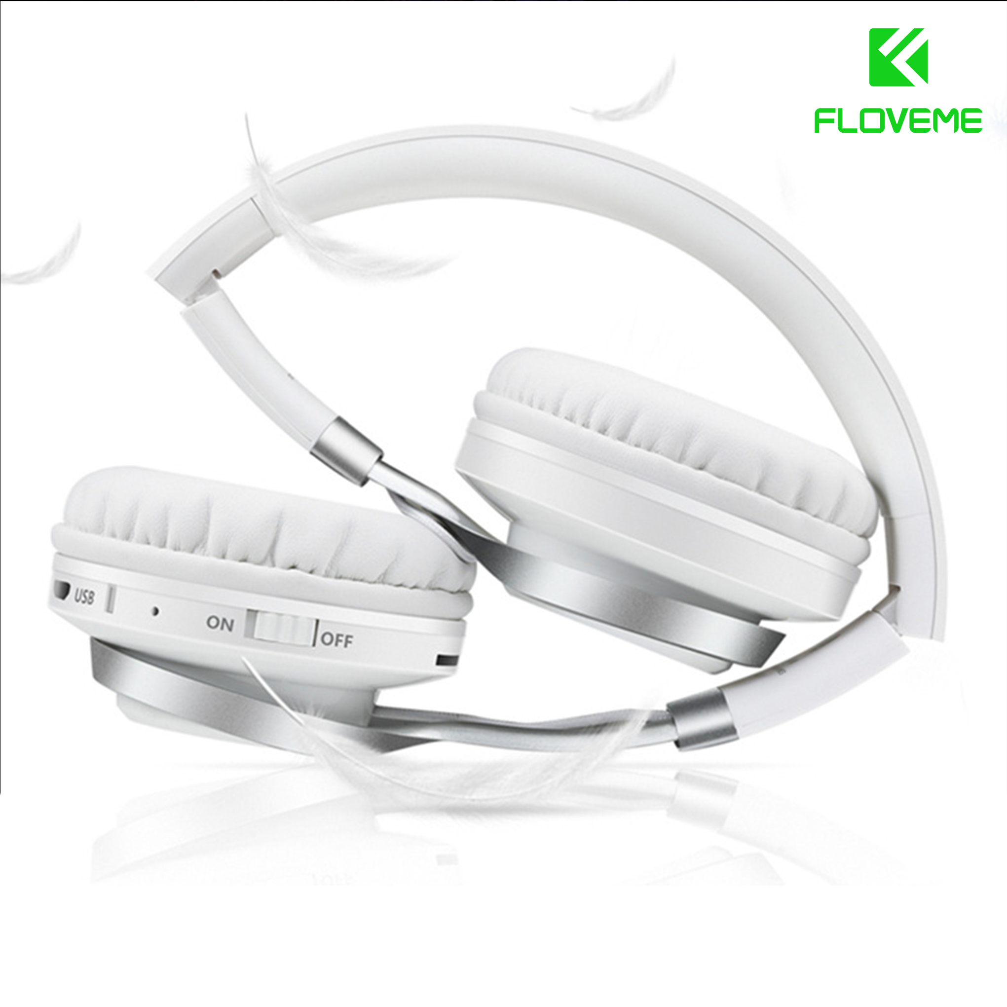 Tai nghe không dây Cao Cấp B06 FLOVEME - Dung lượng pin siêu lớn 1000 mAh - Giảm tiếng ồn - Công nghệ bluetooth 4.0 - Kết nối siêu nhạy -  Hàng chính hãng