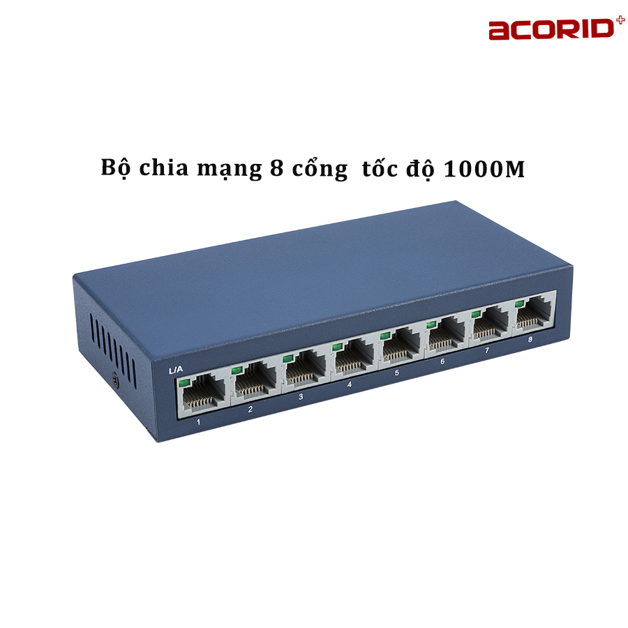 Bộ chia mạng 8 cổng Gigabit RJ45 Acorid LS8GT Ethernet Network - Hàng chính hãng