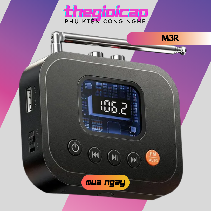 Bộ Thu Âm Thanh Bluetooth 6.0 M3R (2 trong 1) – Tích Hợp Đài FM, Màn Hình LCD &amp; Đa Cổng Kết Nối - Hàng Nhập Khẩu