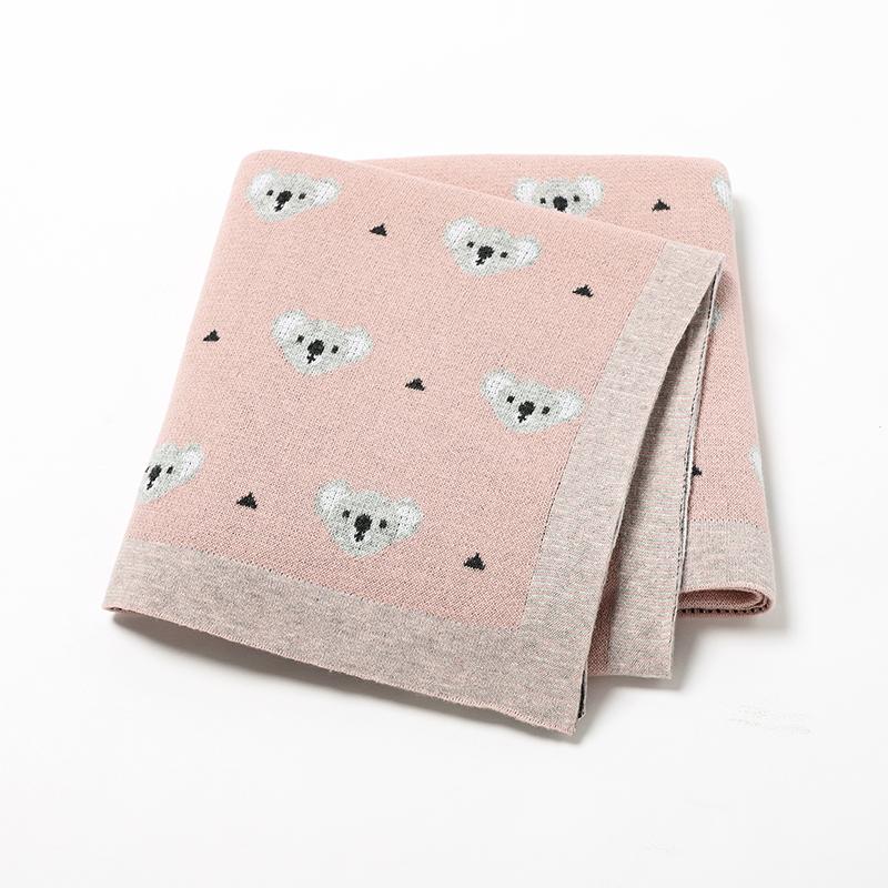 Chăn Cho Bé Hoạt Hình Dễ Thương Koala Trẻ Sơ Sinh Trẻ Em Sofa Kẻ Sọc Chăn Ga Gối Vỏ Chăn Cotton Đan Sơ Sinh Bé Gái Bé Trai Xe Đẩy Mềm Đầm Bọc