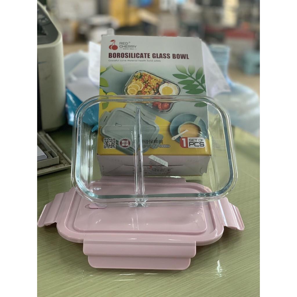 Hộp thủy tinh chịu lực Glasslock 2 ngăn 1000ml - Hộp cơm văn phòng bằng thủy tinh chia 2 ngăn - Tô Bát thủy tinh 2 ngăn