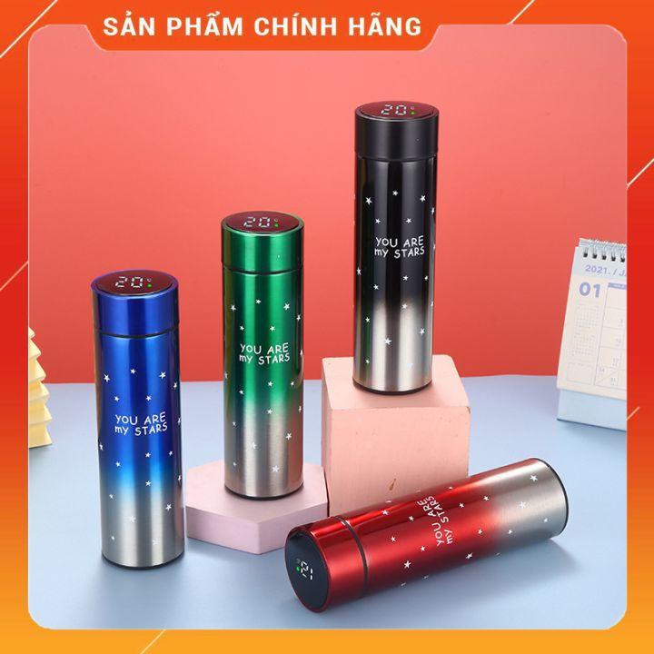 Bình giữ nhiệt thông minh hiển thị nhiệt độ, cốc đựng nước 500ml inox 304 nhiều màu sắc