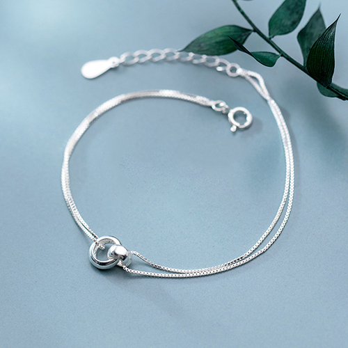 Lắc tay bạc nữ 2TSILVER dây đôi móc tròn CỰC SÁNG LTBN07