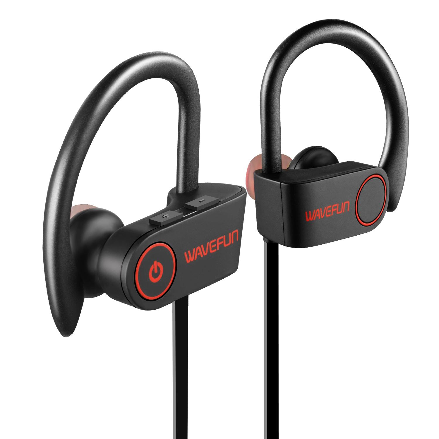 Tai nghe Bluetooth Wavefun XBuds Tai nghe không dây có móc tai IPX7 Chống nước Tai nghe thể thao Super Bass Chế độ chơi game Âm nhạc Màu sắc: Đen