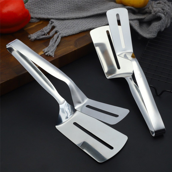 Kẹp Gắp Thức Ăn, Gắp Cá, Lật Thịt Nướng, Đồ Chiên Rán Đa Năng Bằng Inox GDBL Dài 26cm (Kẹp rán inox)