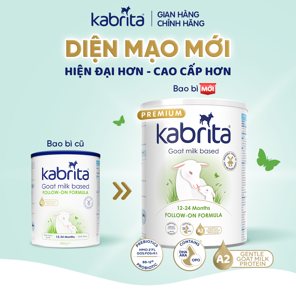 Combo 3 lon Sữa dê Kabrita số 2 cho trẻ từ 12- 24 tháng - Lon 800g