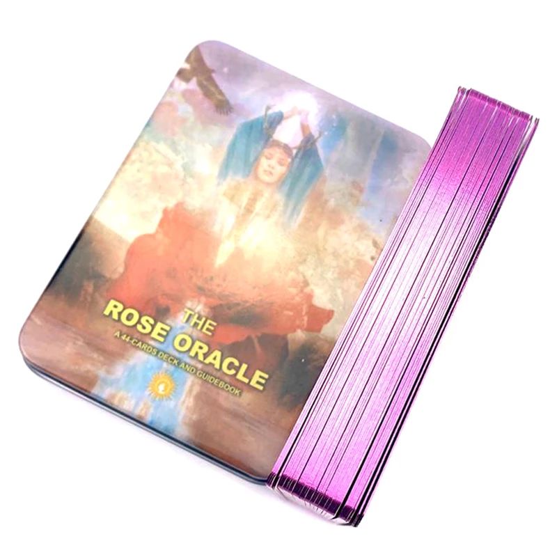 Bộ Bài The Rose Oracle 44 Thẻ Mạ Tím Hộp Sắt