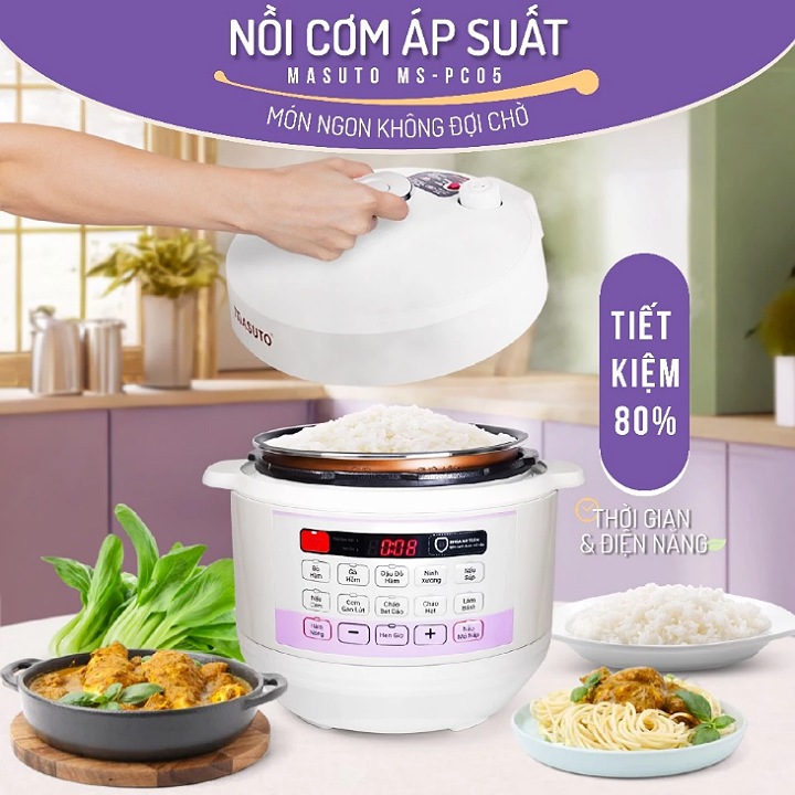 Nồi áp suất điện đa năng cao cấp Masuto 10in1 dung tích 5L HÀNG CHÍNH HÃNG BH 12 THÁNG 1 ĐỔI 1 TẠI NHÀ
