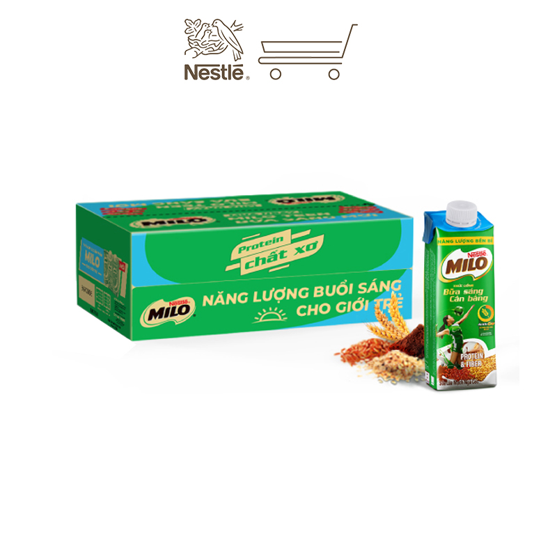 Thùng 24 hộp sữa lúa mạch Nestlé MILO Teen Bữa Sáng 200 ml